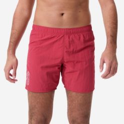 Szorty pływackie męskie Decathlon 100 Basic. Czerwone krótkie spodenki sportowe męskie Decathlon, m, bez wzorów, z materiału, do pływania. Za 39.99 zł.