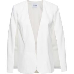 Żakiet peleryna bonprix biel wełny. Białe żakiety damskie bonprix, z wełny, eleganckie. Za 149.99 zł.