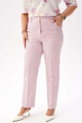 Eleganckie spodnie Eleonora w kolorze pudrowego różu PLUS SIZE XXL. Czerwone spodnie materiałowe damskie Moda Size Plus Iwanek, plus size, bez wzorów, z elastanu. Za 209.90 zł.
