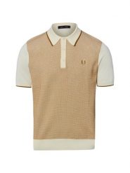 Fred Perry koszulka polo z dzianiny Mężczyźni beżowy, M. Brązowe koszulki polo męskie Fred Perry, m, bez wzorów, z bawełny, eleganckie, bez ramiączek. Za 799.95 zł.