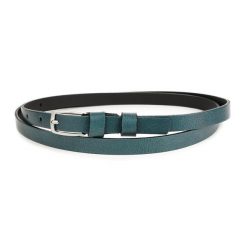 Pasek damski wąski solidny skórzany do sukienki morski S16 : Kolory - zielony, Rozmiar pasków - r.90-105 cm. Zielone sukienki damskie s, bez wzorów, bez kołnierzyka, bez ramiączek. Za 39.90 zł.
