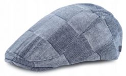 Bawełniany Męski Kaszkiet z Lnem - Pako Jeans - Niebieski. Niebieskie czapki i kapelusze męskie Pako Jeans, na lato, bez wzorów, z bawełny. Za 55.00 zł.