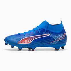 Buty piłkarskie męskie PUMA Ultra 6 Match+ FG/AG. Niebieskie buty sportowe męskie Puma, bez zapięcia, do piłki nożnej. Za 340.70 zł.
