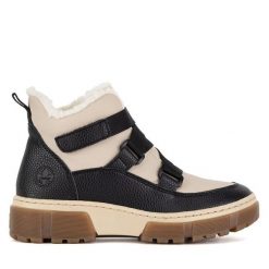 Botki Rieker. Brązowe botki damskie Rieker, bez obcasa, na płaskiej podeszwie, bez zapięcia. Za 379.99 zł.