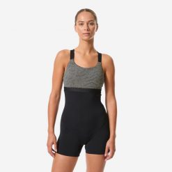 Strój jednoczęściowy do gimnastyki w wodzie/aquabike damski Nabaiji Elea Sono. Brązowe kostiumy jednoczęściowe damskie Decathlon, s, bez wzorów, z materiału, sportowe, na fitness i siłownię. Za 149.99 zł.