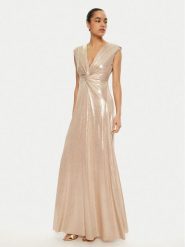 Rinascimento Sukienka wieczorowa CFC0019762002 Złoty Regular Fit. Żółte sukienki damskie Rinascimento, s, bez wzorów, z syntetyku, wizytowe, bez kołnierzyka, bez ramiączek. Za 489.99 zł.