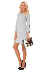 Szara Prosta Sukienka z Ozdobnym Rękawem. Szare sukienki damskie Merribel, na co dzień, l, bez wzorów, z materiału, wizytowe, bez kołnierzyka, bez ramiączek. Za 115.90 zł.