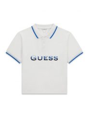 Guess Polo L6GP00 KADZ4 Biały Relaxed Fit. Białe t-shirty dla chłopców Guess, z aplikacjami, z bawełny, bez ramiączek. Za 159.99 zł.