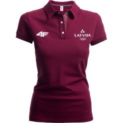 Koszulka polo damska Łotwa Pyeongchang 2018 TSD801 - bordowy. Czerwone bluzki damskie 4f, z bawełny, polo. W wyprzedaży za 79.99 zł.