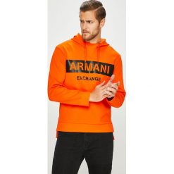 Armani Exchange - Bluza. Pomarańczowe bluzy męskie Armani Exchange, z nadrukiem, z bawełny. W wyprzedaży za 459.90 zł.