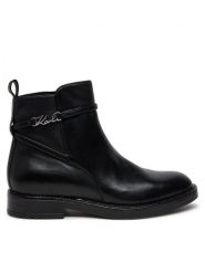 KARL LAGERFELD Botki KL41444 Czarny. Czarne botki damskie KARL LAGERFELD, ze skóry, bez obcasa, na płaskiej podeszwie, bez zapięcia. Za 779.99 zł.