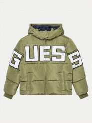 Guess Kurtka puchowa L4BL04 WB240 Zielony Regular Fit. Zielone kurtki i płaszcze dla chłopców Guess, z aplikacjami, z puchu, bez kaptura. Za 299.99 zł.