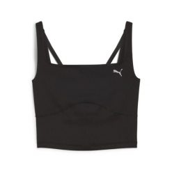 Puma STUDIO CLOUDSPUN RIB Damska sportowa koszulka. Czarne koszulki sportowe damskie Puma, l, bez wzorów, z elastanu, bez kołnierzyka, bez ramiączek, na fitness i siłownię. Za 161.42 zł.