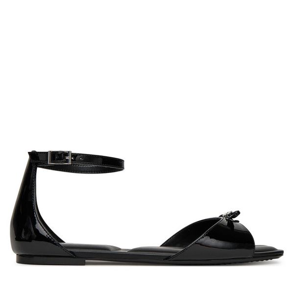 Sandały DKNY. Czarne sandały damskie DKNY, bez wzorów, bez obcasa, na płaskiej podeszwie, bez zapięcia. Za 299.99 zł.