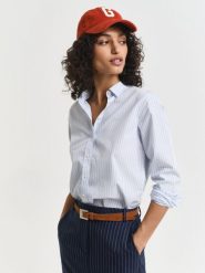 Gant bluzka koszulowa Kobiety Bawełna niebieski|biały, S. Białe bluzki damskie GANT, s, bez wzorów, z bawełny, eleganckie, bez kołnierzyka, bez ramiączek. Za 499.95 zł.