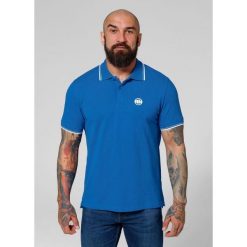 Koszulka Polo bawełniana klasyczna dla dorosłych Pique Stripes Regular. Niebieskie koszulki polo męskie PITBULL, m, bez wzorów, z bawełny, klasyczne, bez ramiączek. Za 139.00 zł.