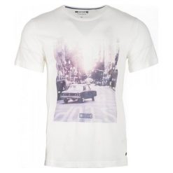 Mustang T-Shirt Męski Photoprint Xxl Kremowy. Białe t-shirty męskie Mustang, z bawełny. Za 129.00 zł.