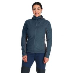 Bluza polarowa damska Rab Capacitor Hoody z kapturem. Niebieskie bluzy damskie RAB, bez wzorów, z polaru, z kapturem. Za 359.99 zł.