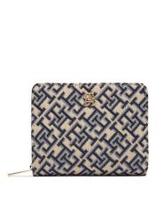 Tommy Hilfiger Portfel Th Icon Med Za W/ Flap Jacquard AW0AW18759 Niebieski. Niebieskie portfele damskie Tommy Hilfiger, bez wzorów, z materiału. Za 269.99 zł.