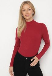 Bordowa Bluzka Golf Typu Longsleeve Altera. Czerwone koszule damskie Born2be, l, bez wzorów, z jeansu, biznesowe, bez kołnierzyka, bez ramiączek. Za 49.99 zł.