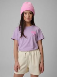 4F T-shirt regular z nadrukiem dziewczęcy - fioletowy 134 (8-9 lat). Fioletowe t-shirty i topy dla dziewczynek 4f, bez wzorów, z bawełny, bez ramiączek. Za 39.99 zł.