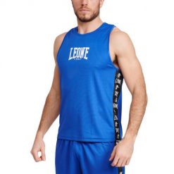 Tank top Leone Ambassador. Niebieskie t-shirty męskie LEONE 1947, bez wzorów, sportowe, bez kołnierzyka. W wyprzedaży za 93.35 zł.