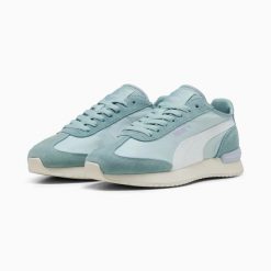 Buty sportowe damskie Puma R78 WIND 40069405. Niebieskie obuwie sportowe damskie Puma, bez wzorów, z nylonu, trekkingowe. Za 218.53 zł.