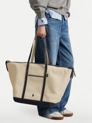 Polo Ralph Lauren Torebka 428973072002 Beżowy. Brązowe torebki do ręki damskie Polo Ralph Lauren, bez wzorów, z materiału, bez dodatków. Za 1,599.00 zł.