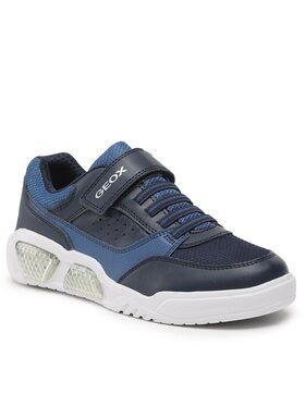 Sneakersy Geox. Niebieskie buty sportowe chłopięce Geox, bez wzorów, bez zapięcia. Za 199.99 zł.
