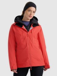 4F Kurtka trekkingowa przeciwdeszczowa membrana 20000+ damska - pomarańczowa XS. Brązowe kurtki damskie 4f, m, bez wzorów, z materiału, długie, bez kaptura. Za 799.99 zł.