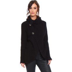 Kardigan "Stone" w kolorze czarnym. Czarne kardigany damskie Cosy Winter, ze splotem. W wyprzedaży za 181.95 zł.