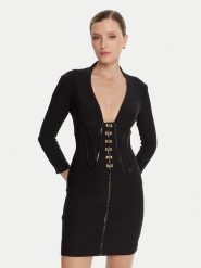Elisabetta Franchi Sukienka koktajlowa AB-797-57E2-V590 Czarny Slim Fit. Czarne sukienki damskie Elisabetta Franchi, bez wzorów, z syntetyku, wizytowe, bez kołnierzyka, bez ramiączek. Za 2,049.00 zł.