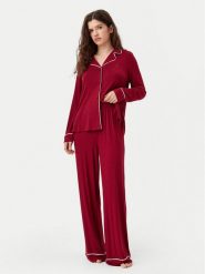 Tommy Hilfiger Piżama UW0UW05558 Czerwony Relaxed Fit. Czerwone piżamy damskie Tommy Hilfiger, l, bez wzorów, bez ramiączek. Za 299.99 zł.