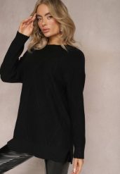 Czarny Sweter z Delikatnymi Rozcięciami Velloro. Czarne swetry damskie Renee, xl, bez wzorów, z bawełny, casualowe, bez kołnierzyka, bez ramiączek, bez kaptura. Za 84.99 zł.