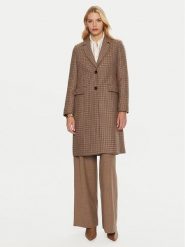 Tommy Hilfiger Płaszcz wełniany WW0WW43195 Beżowy Regular Fit. Brązowe płaszcze damskie Tommy Hilfiger, na zimę, bez wzorów, z wełny, bez kaptura. Za 939.99 zł.
