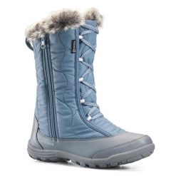 Buty turystyczne śniegowce dla dzieci Quechua SH500 Warm wodoodporne suwak. Niebieskie śniegowce dziewczęce QUECHUA, sportowe, bez zapięcia. Za 169.99 zł.