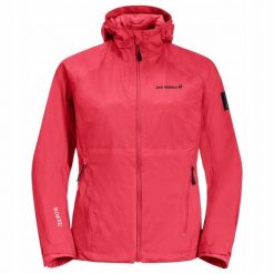 Kurtka Damska Tasman 2l. Czerwone kurtki damskie Jack Wolfskin, l, bez wzorów, z materiału, z kapturem. Za 700.99 zł.