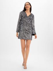 Marie Lund Cekinowa sukienka damska Kobiety Sztuczne włókno srebrny jednolity, 42. Szare sukienki damskie Marie Lund, bez wzorów, z włókna, wizytowe, bez kołnierzyka, bez ramiączek, rozkloszowane. Za 449.95 zł.