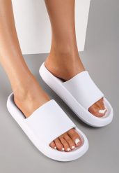 Białe Piankowe Klapki w Stylu Basic Oreithano. Białe klapki damskie Renee, bez wzorów, bez obcasa, na płaskiej podeszwie. Za 34.99 zł.