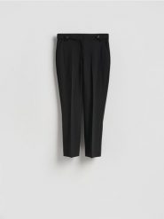 Spodnie w kant - czarny. Czarne spodnie materiałowe damskie Reserved, bez wzorów, z tkaniny. Za 119.99 zł.