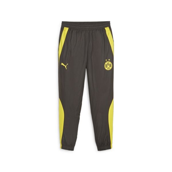 Spodnie dresowe Prematch Borussia Dortmund Woven 2023/24. Brązowe spodnie sportowe męskie Puma, bez wzorów, z dresówki, do piłki nożnej. Za 238.10 zł.