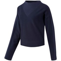 Bluza treningowa damska Reebok TE Twill Cowl Neck. Niebieskie bluzy sportowe damskie Reebok, s, bez wzorów, bez kaptura, na fitness i siłownię. Za 177.00 zł.