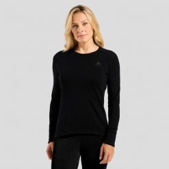 Koszulka termoaktywna z długim rękawem damska Odlo MERINO 260 base layer crew. Czarne koszulki sportowe damskie Odlo, l, bez wzorów, z materiału, bez kołnierzyka, bez ramiączek, narciarskie. Za 486.70 zł.