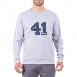 Bluza w kolorze jasnoszarym. Szare bluzy męskie Jeep, z nadrukiem. W wyprzedaży za 92.95 zł.