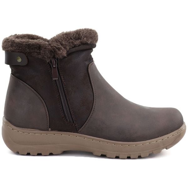 Botki damskie ocieplane czekoladowy brąz eVento 26BT26-365. Brązowe botki damskie eVento, ze skóry ekologicznej, eleganckie, bez obcasa, bez zapięcia. Za 129.99 zł.
