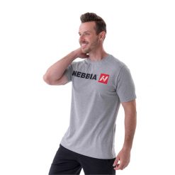 Koszulka treningowa męska NEBBIA Red "N". Szare buty sportowe męskie Nebbia, m, bez wzorów, bez kołnierzyka, bez ramiączek, na fitness i siłownię. Za 66.99 zł.