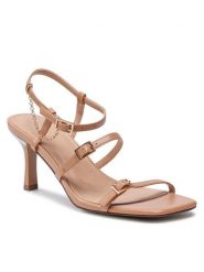 DeeZee Sandały LS5467-10 Beżowy. Brązowe klapki damskie DeeZee, bez wzorów, ze skóry, bez obcasa, na szpilce, bez zapięcia. Za 149.99 zł.
