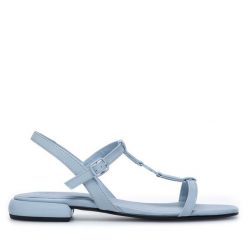 Sandały GINO ROSSI. Niebieskie klapki damskie Gino Rossi, bez wzorów, bez obcasa, na płaskiej podeszwie, bez zapięcia. Za 229.99 zł.