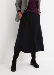 Spódnica midi z materiału punto di roma. Czarne spódnice damskie bonprix, bez wzorów, midi. Za 124.99 zł.