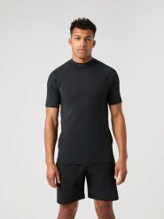 Bjorn_borg BORG MOCK NECK T-SHIRT - Black Beauty. Czarne t-shirty męskie Björn Borg, m, bez wzorów, bez kołnierzyka. Za 291.00 zł.